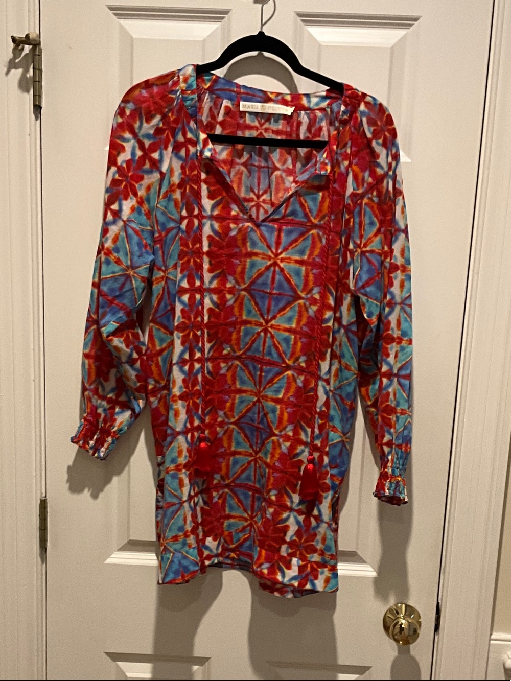 Marie Oliver Red & Blue Printed Swim Coverup